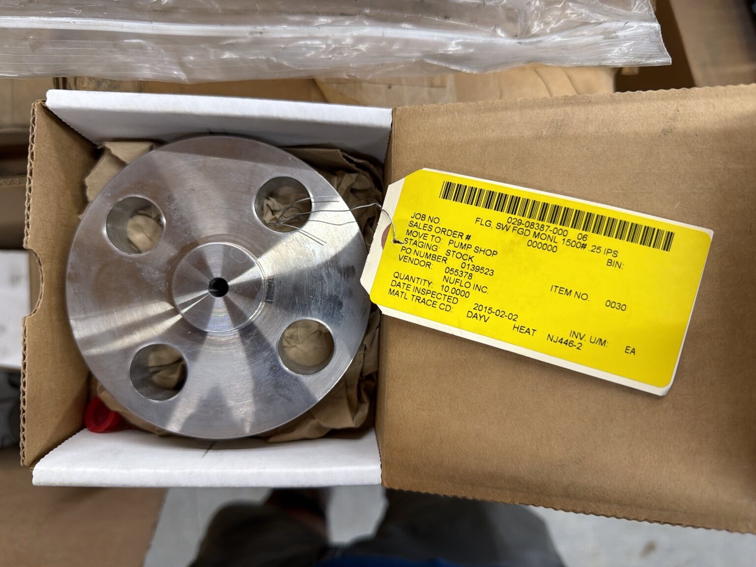 NuFlo Inc. (Cameron High-pressure forged flow-meter flange, 1500 class, material marked MONL