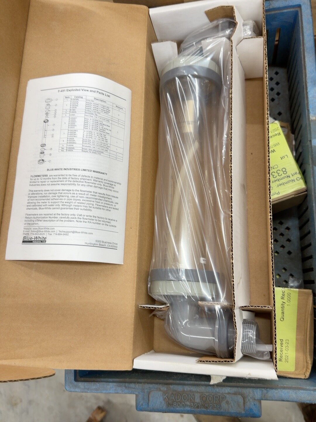 Blue-White Industries, Ltd. Polysulfone variable-area flowmeter, 3-30 GPM, 1 in elbow, shielded thumbnail 4