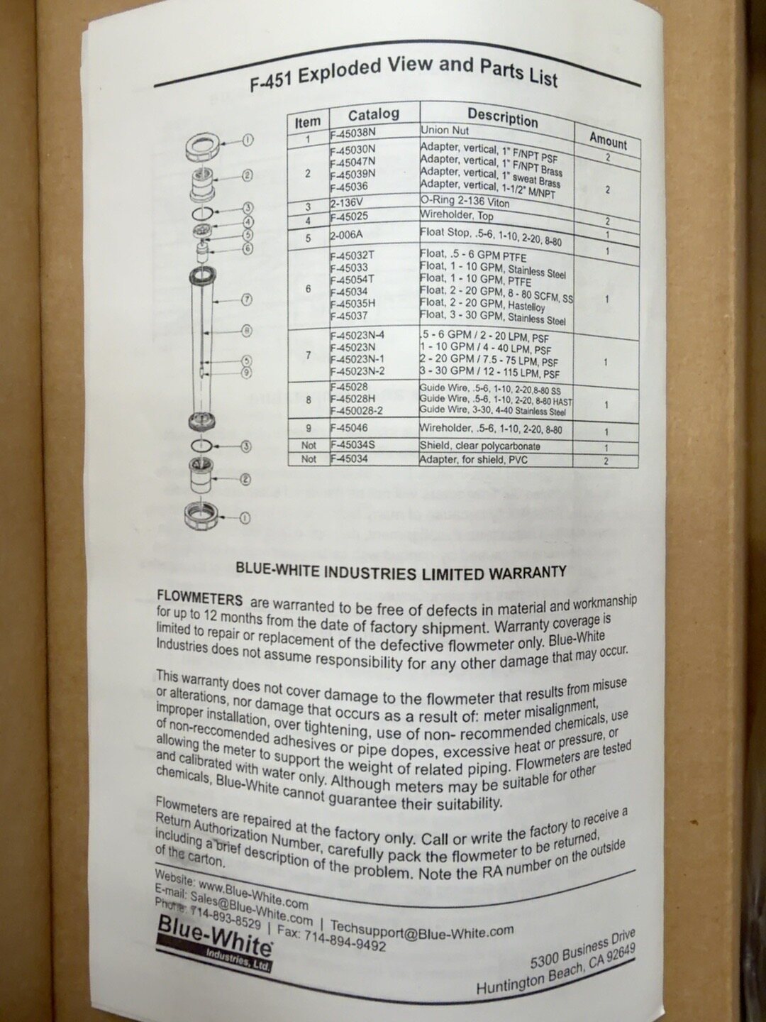 Blue-White Industries, Ltd. Polysulfone variable-area flowmeter, 3-30 GPM, 1 in elbow, shielded thumbnail 5