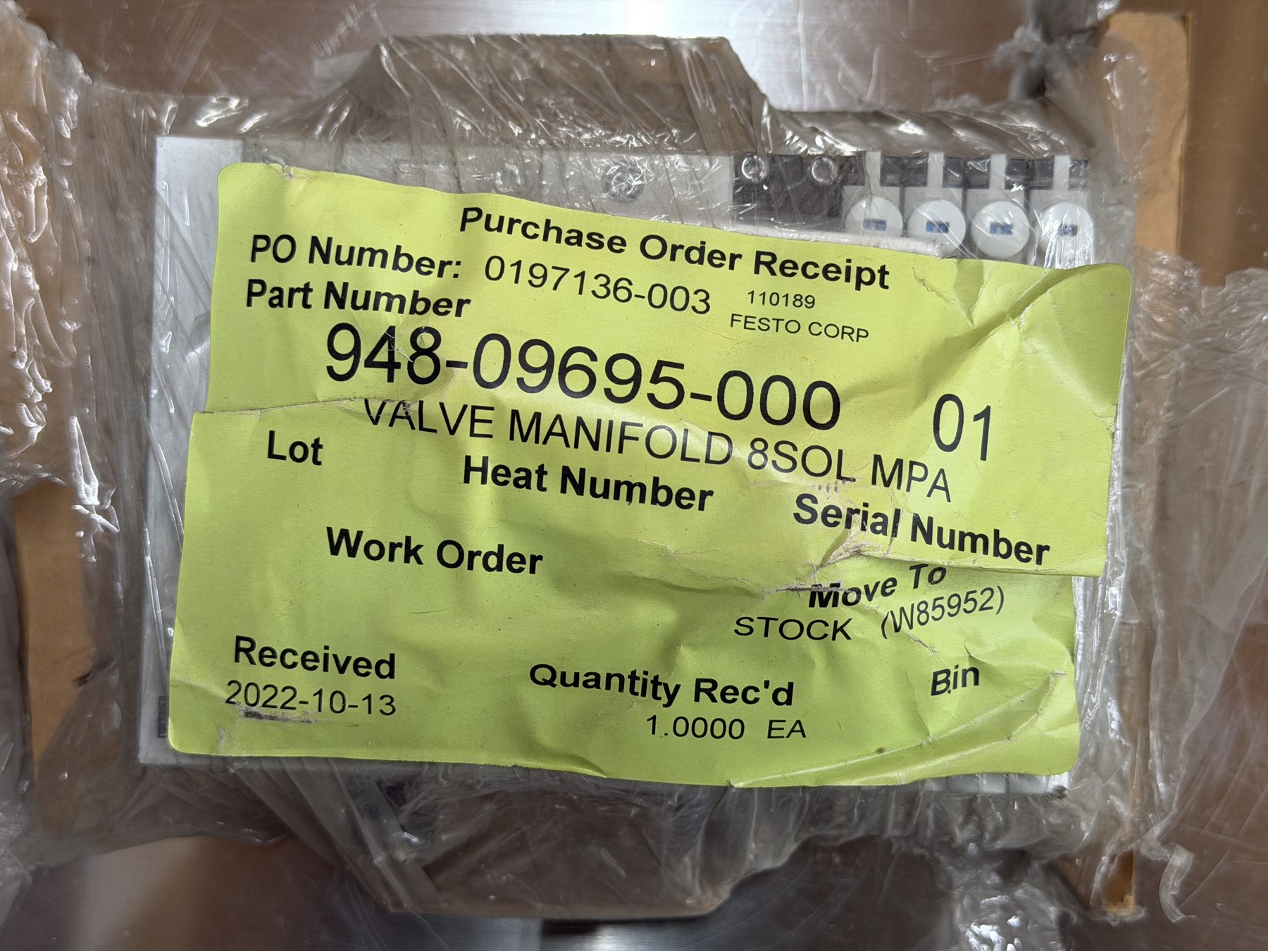 Festo MPA Pneumatic Valve Manifold Assembly with CPX-FB36 — Tagged 8SOL thumbnail 6