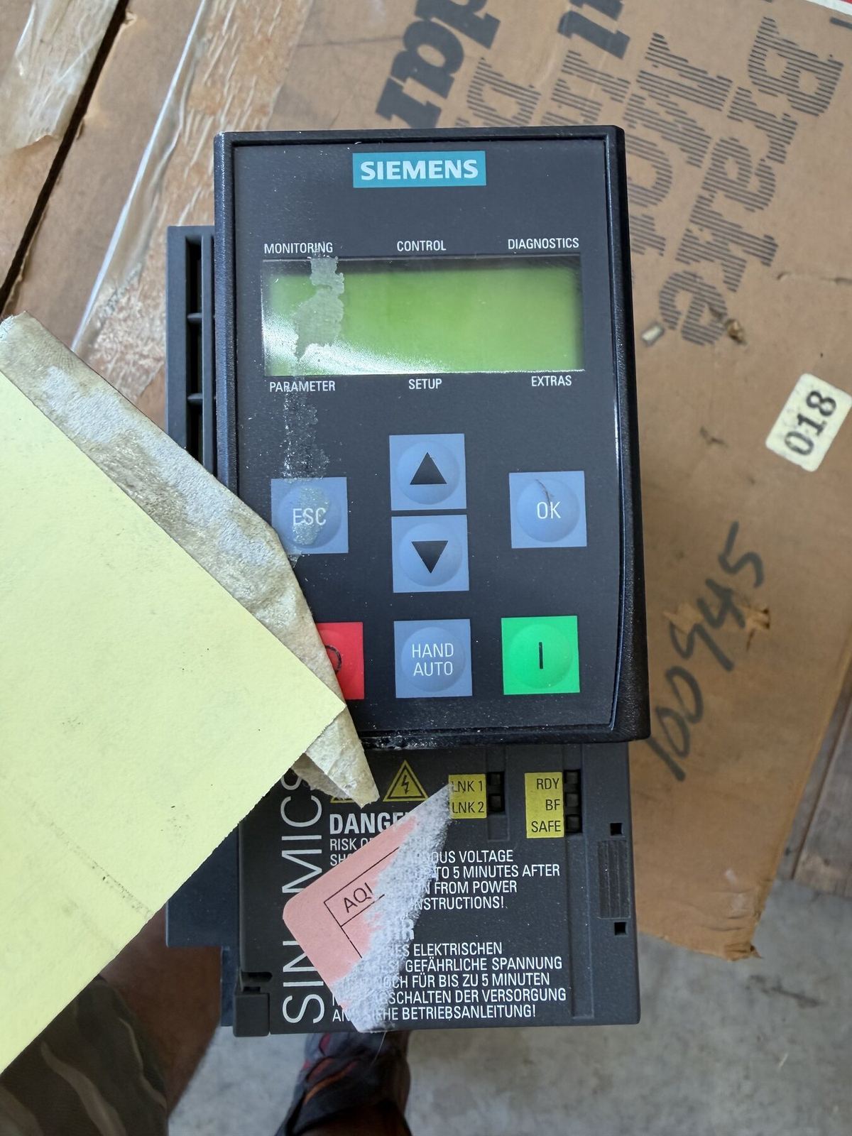 Siemens SINAMICS G120C PN drive with operator keypad — 7.5 kW / 10 hp