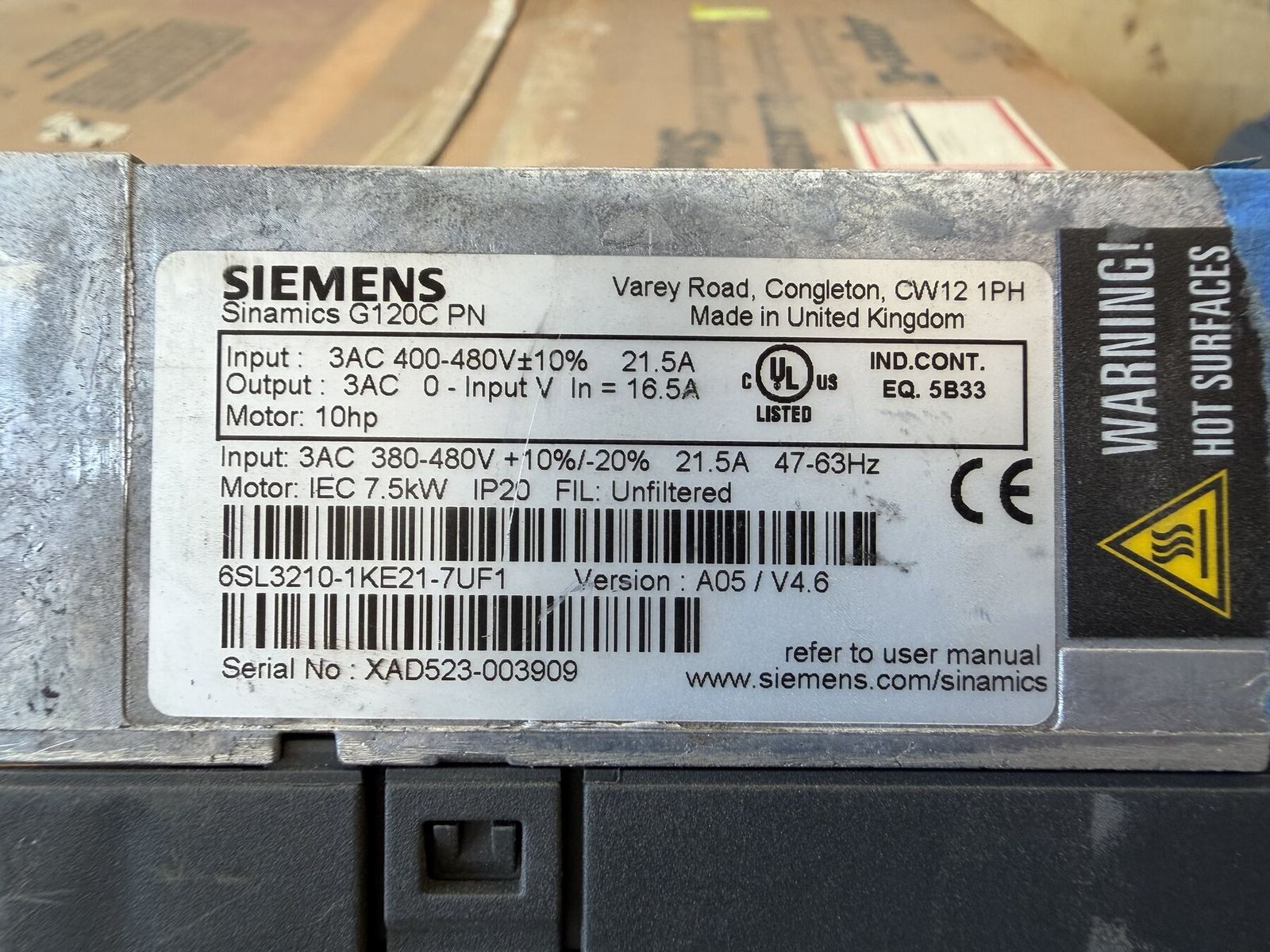 Siemens SINAMICS G120C PN drive with operator keypad — 7.5 kW / 10 hp thumbnail 2