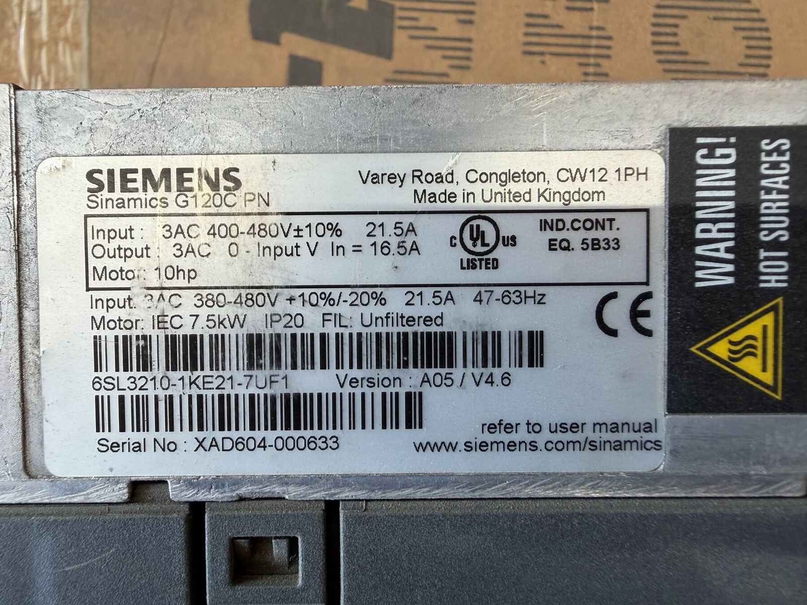 Siemens SINAMICS G120C PN drive with rotary operator panel — 7.5 kW / 10 hp thumbnail 2