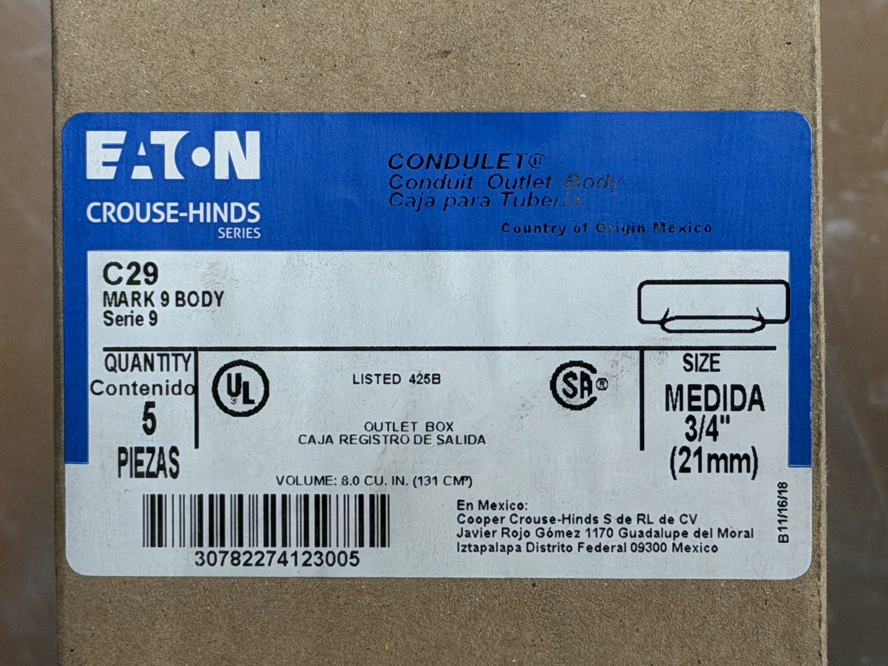 Crouse-Hinds C29 3/4-inch conduit bodies — Box of 5 thumbnail 2