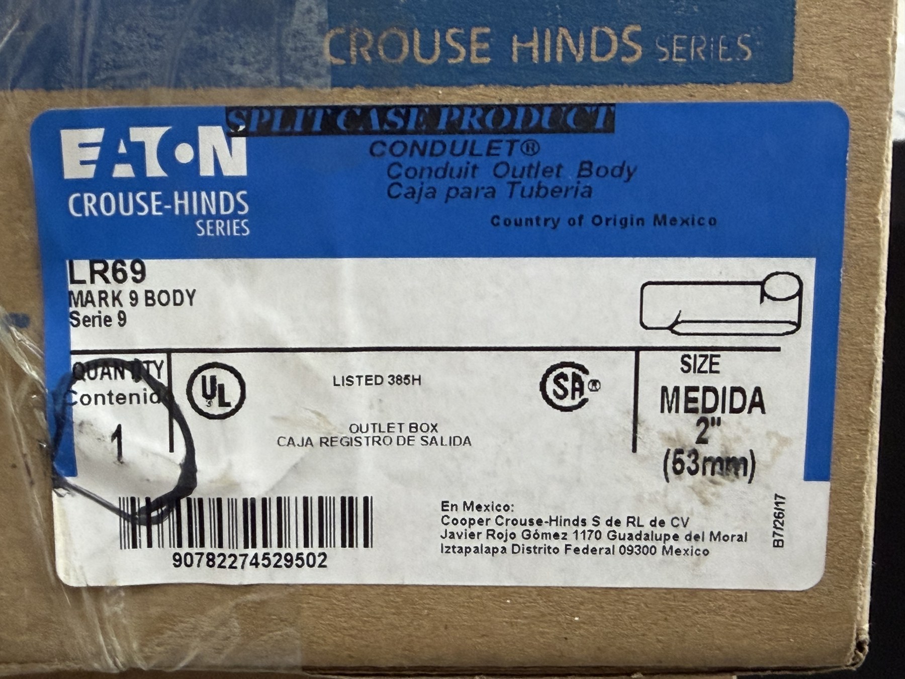Crouse-Hinds LR69 2-inch Mark 9 Condulet Conduit Body — No Cover thumbnail 2