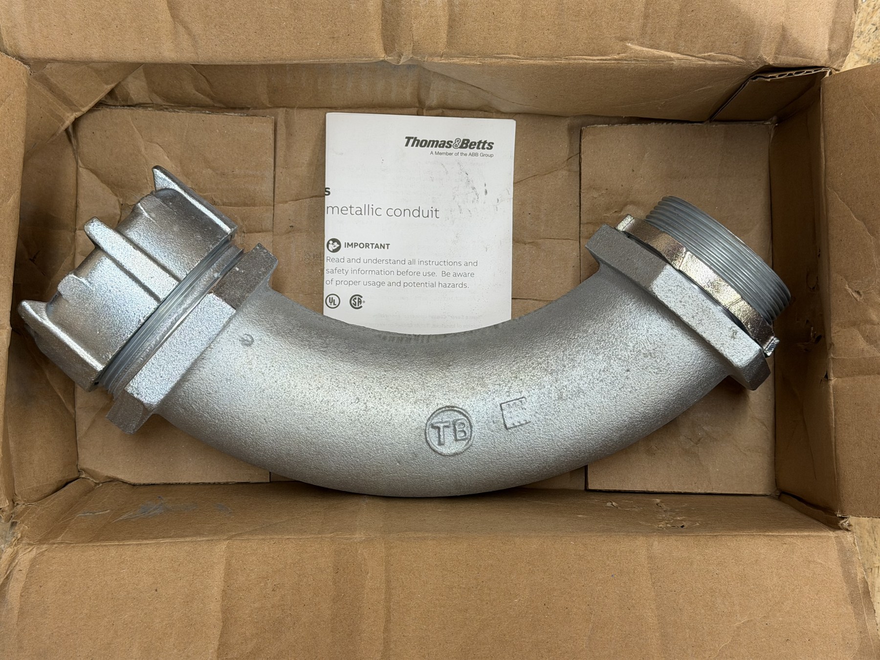 Thomas & Betts 3-inch Liquidtight 90° Connector — New in Box