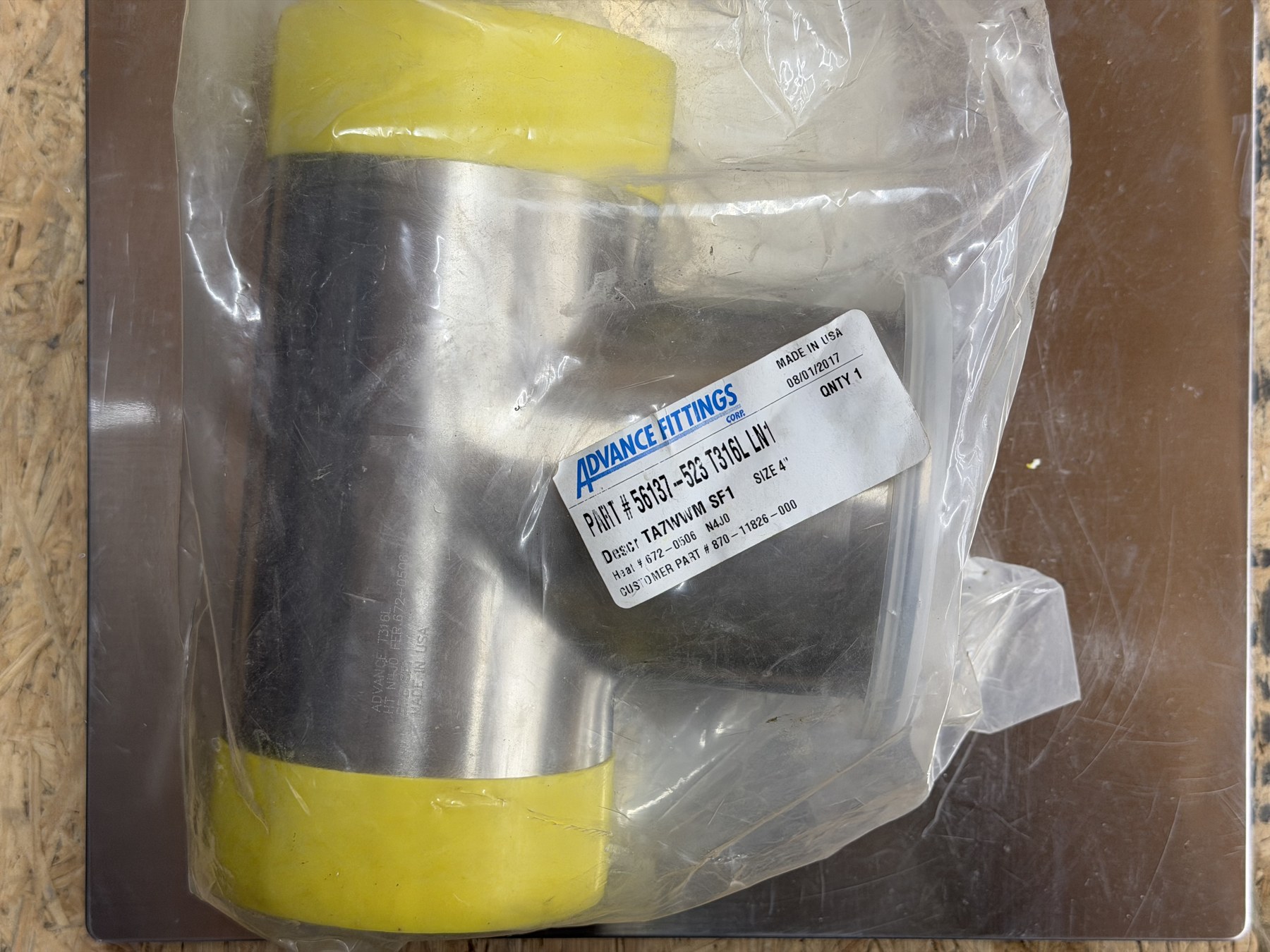 Advance Fittings 4-inch 316L Stainless Steel Tee
