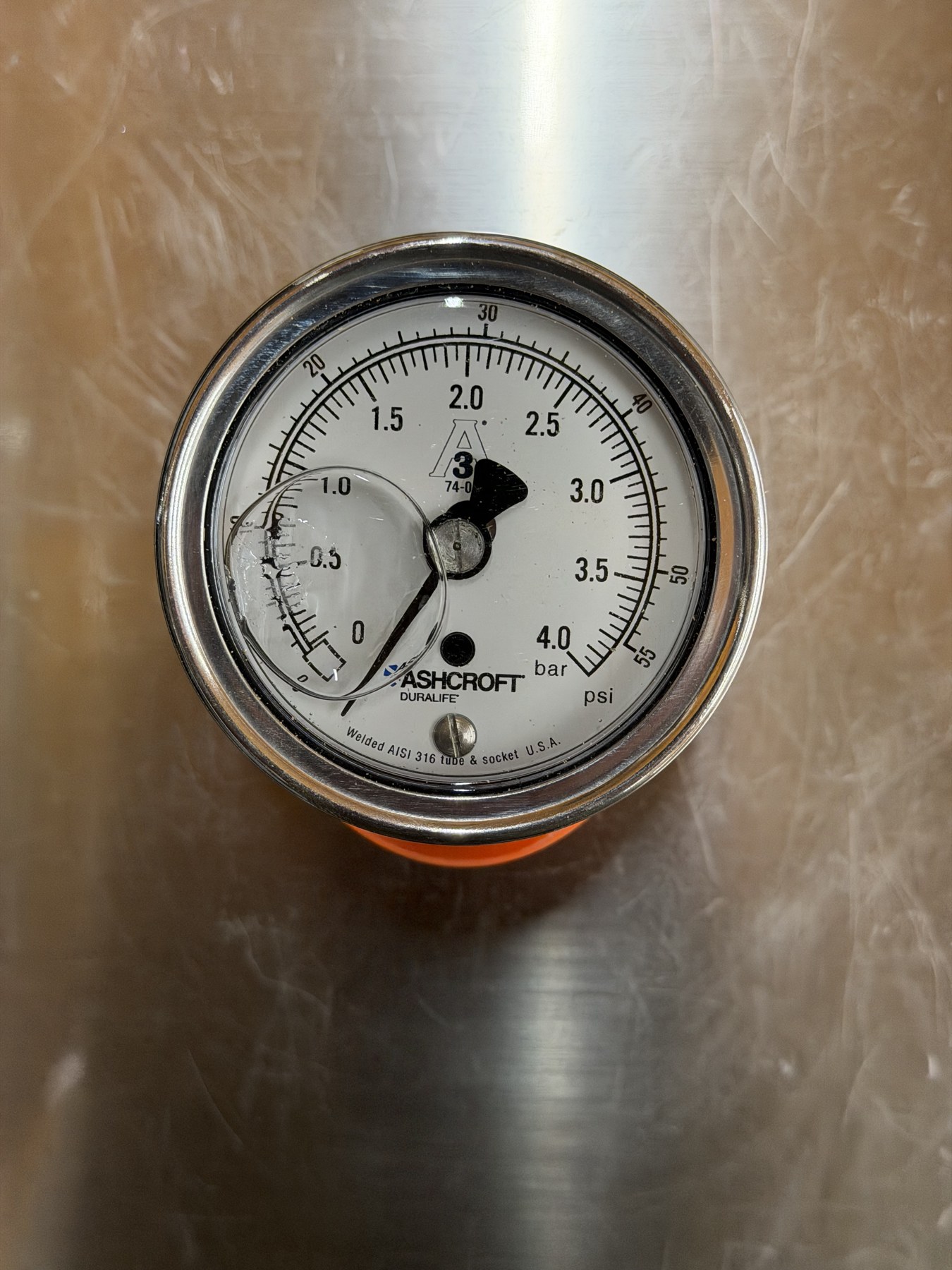 Ashcroft 1032 Sanitary Pressure Gauge 0–4 bar / 0–55 psi thumbnail 2